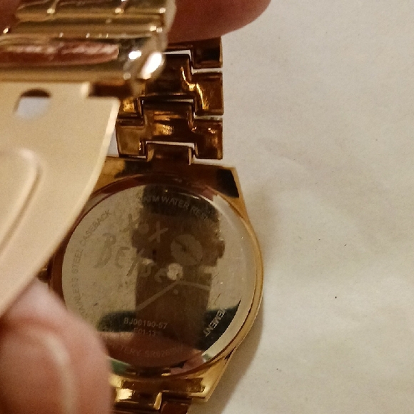 Betsey Johnson Gold Watch with Pink Heart Design - Picture 3 of 8